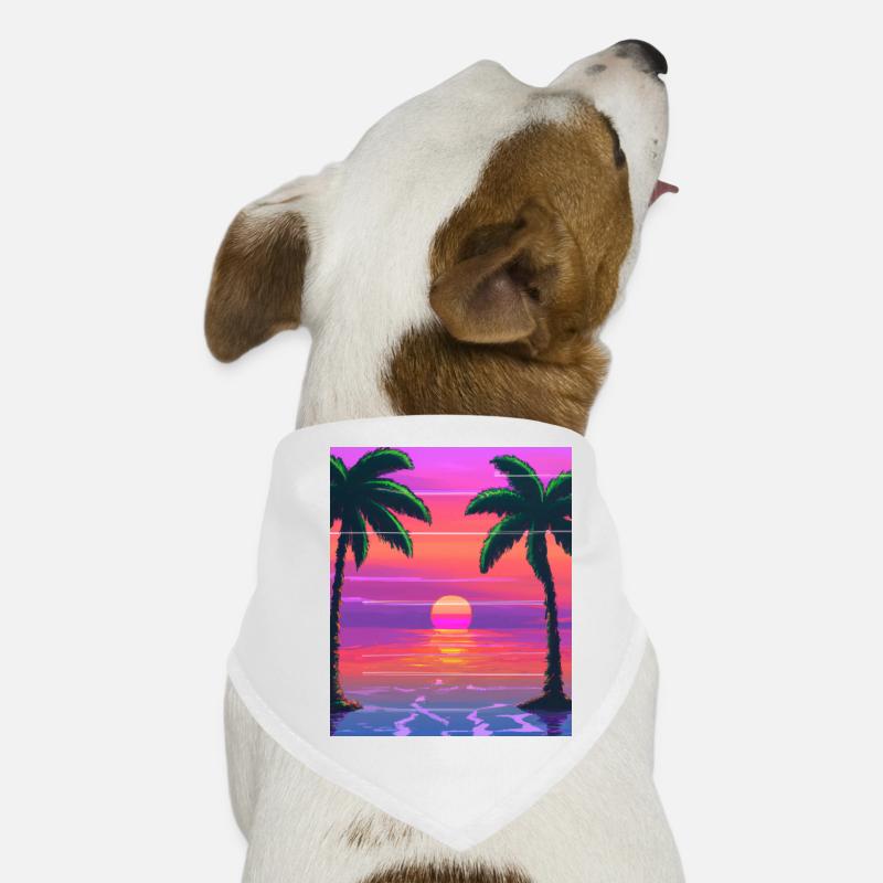 Vaporwave Sun Synthwave Sunset Palms Dog Bandana