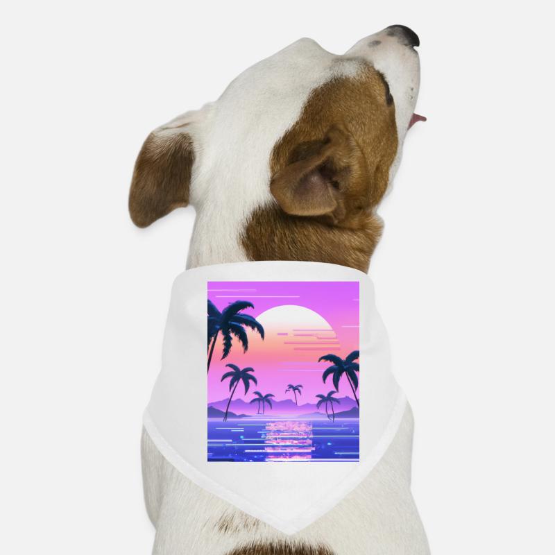 Vaporwave Sun Synthwave Sunset Palms Bandana pour chien