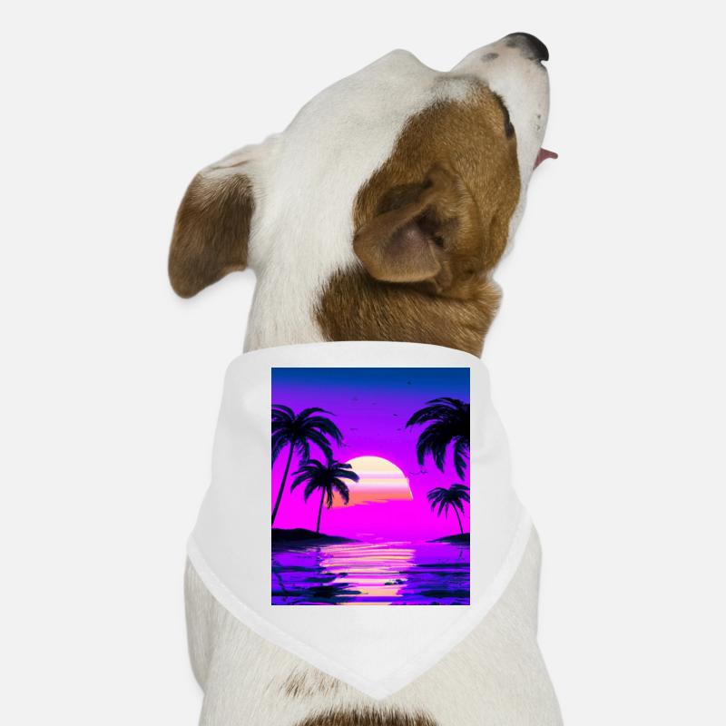 Vaporwave Sun Synthwave Sunset Palms Bandana pour chien