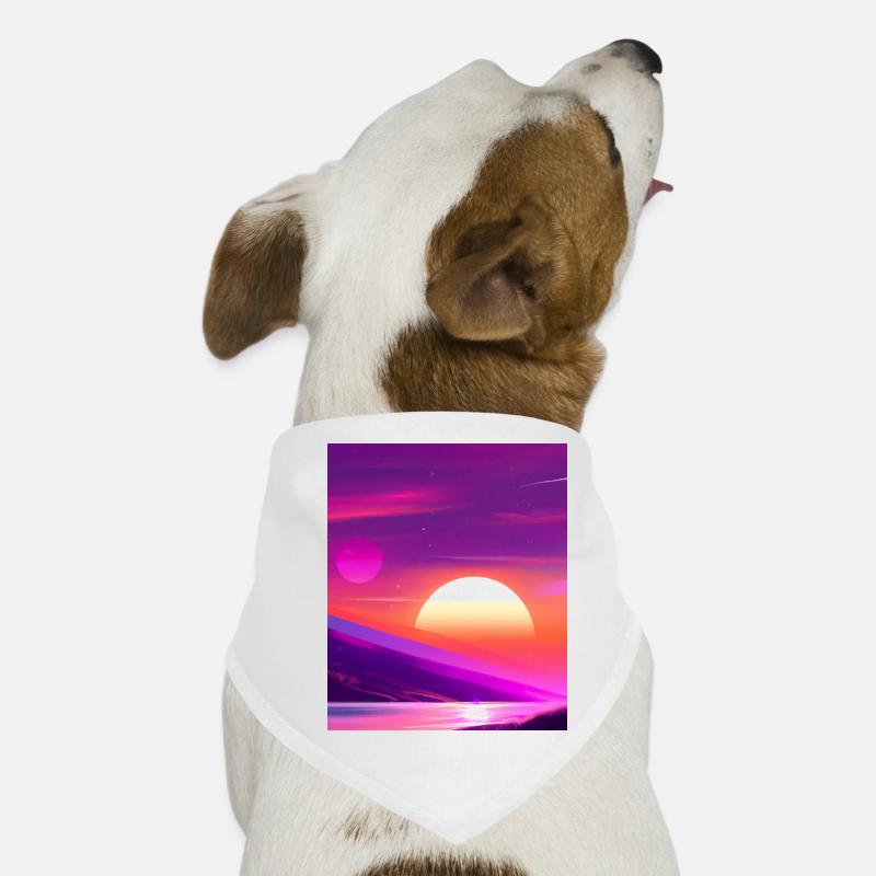 Vaporwave Sun Synthwave Sunset - Hunde-Bandana - Weiß