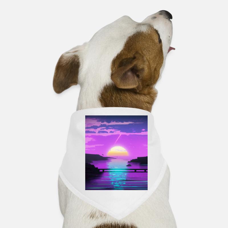 Vaporwave Sun Synthwave Sunset Bandana pour chien