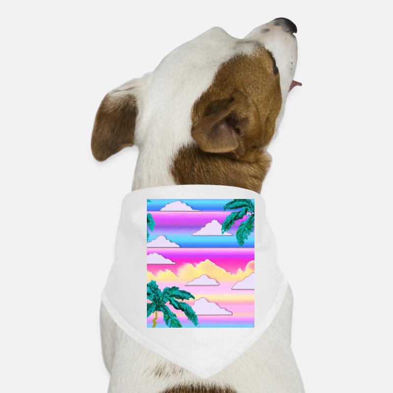 Synthwave Sun Hawaii Vaporwave Esthétique Bandana pour chien
