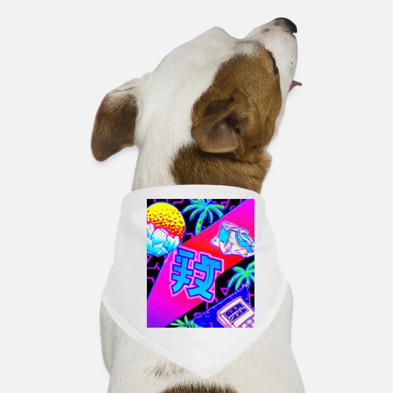 Synthwave Sun Hawaii Vaporwave Esthétique Bandana pour chien