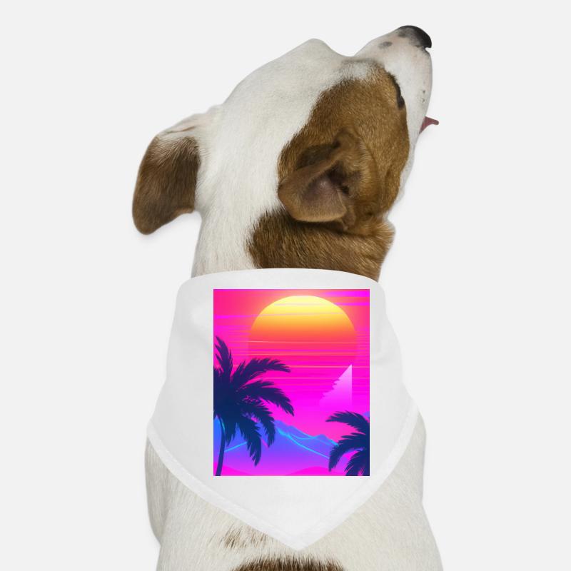 Synthwave Sun Hawaii Vaporwave Esthétique Bandana pour chien