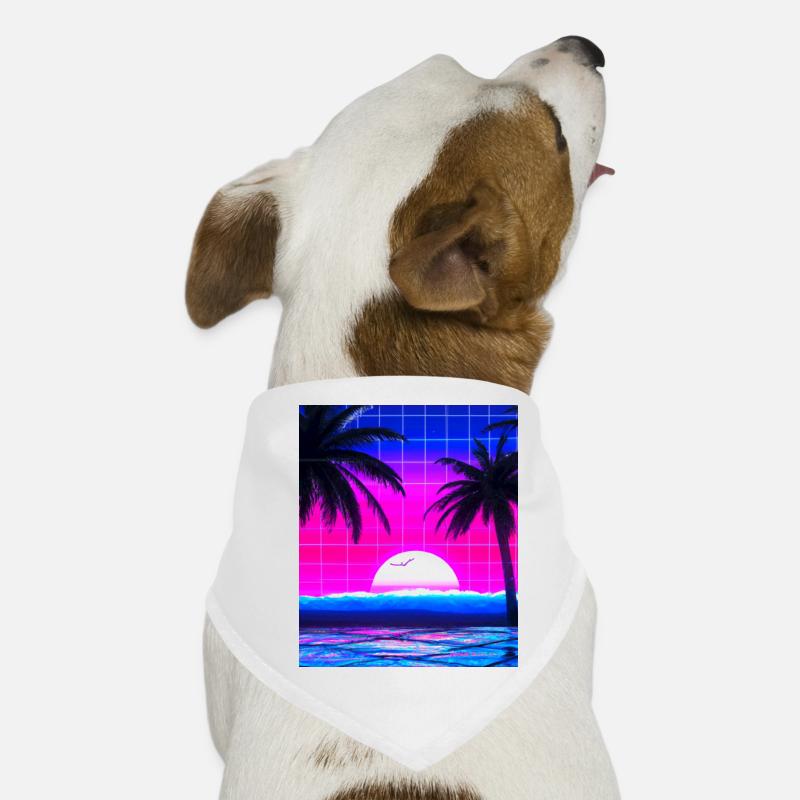 Synthwave Sun Hawaii Vaporwave Esthétique Bandana pour chien