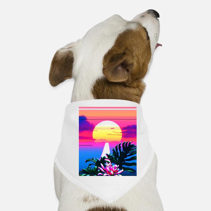 Synthwave Sun Hawaii Vaporwave Esthétique Bandana pour chien