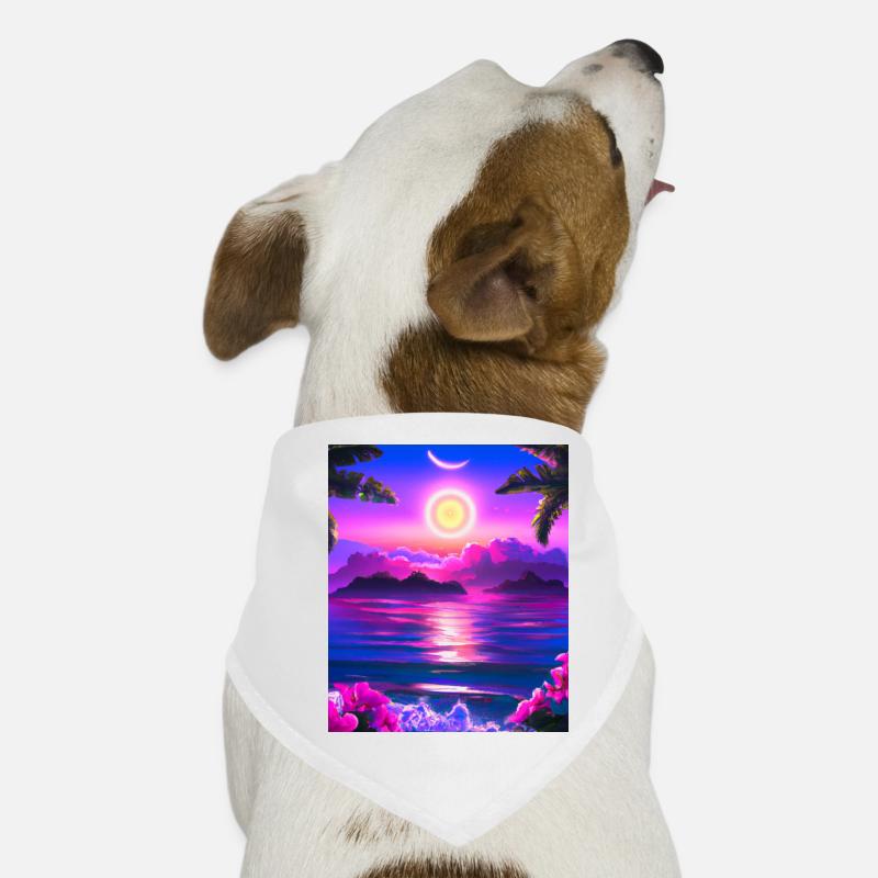 Synthwave Sun Hawaii Vaporwave Esthétique Bandana pour chien