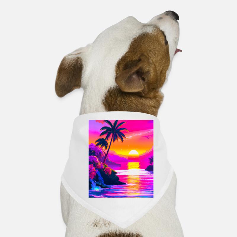 Synthwave Sun Hawaii Vaporwave Esthétique Bandana pour chien