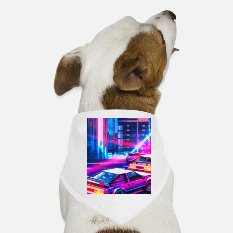 Vaporwave Esthétique Synthwave City Bandana pour chien
