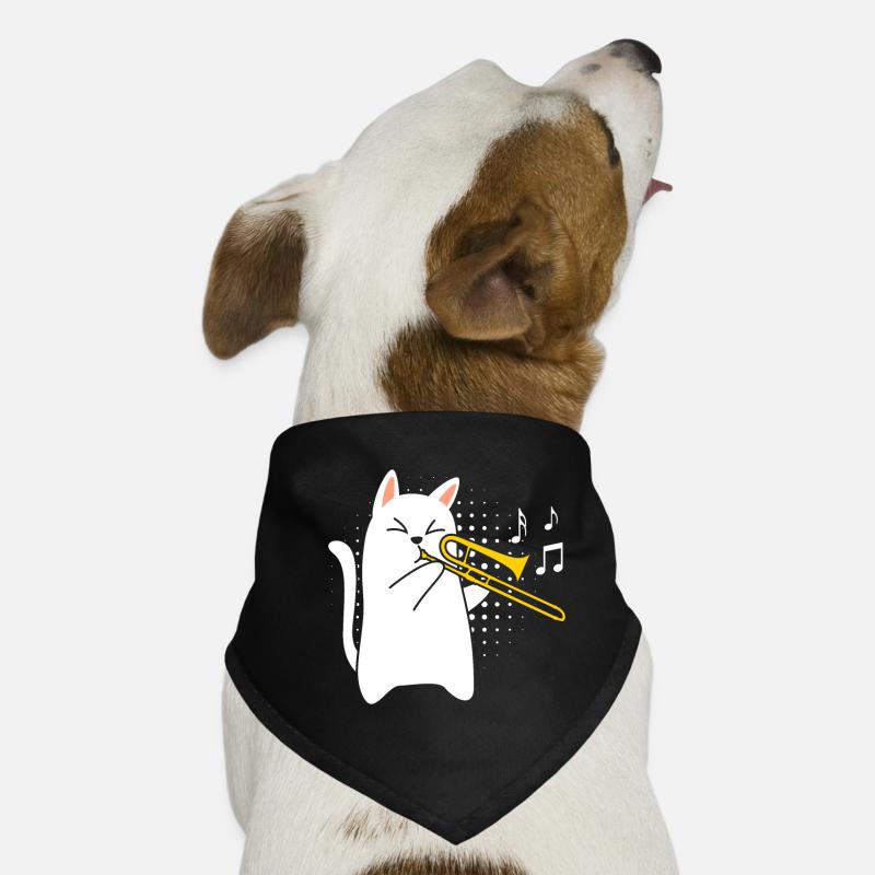 Musiker mit Katze spielt Posaune Hunde-Bandana
