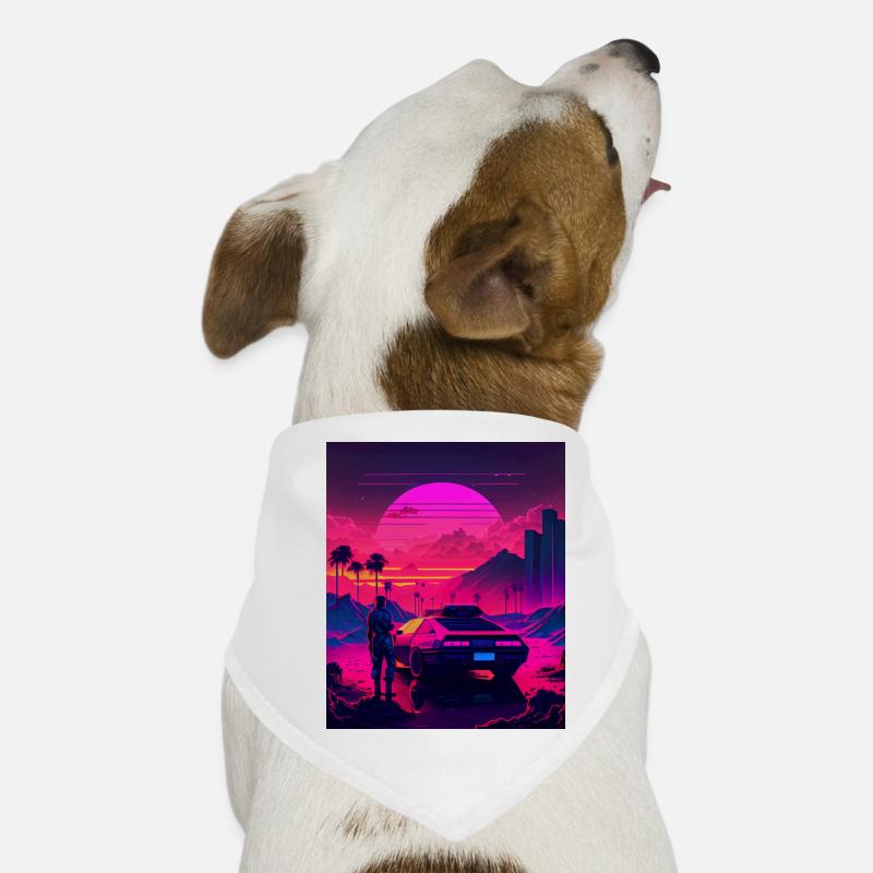Retrowave Synthwave 80s Design Hunde-Bandana