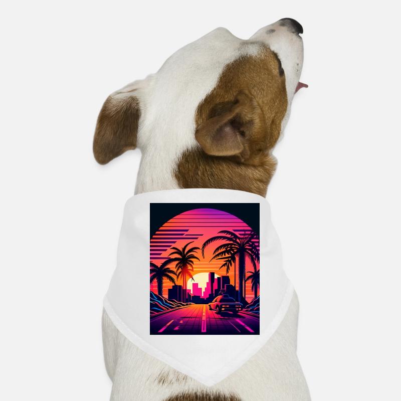 Retrowave Synthwave 80s Design - Hunde-Bandana - Weiß