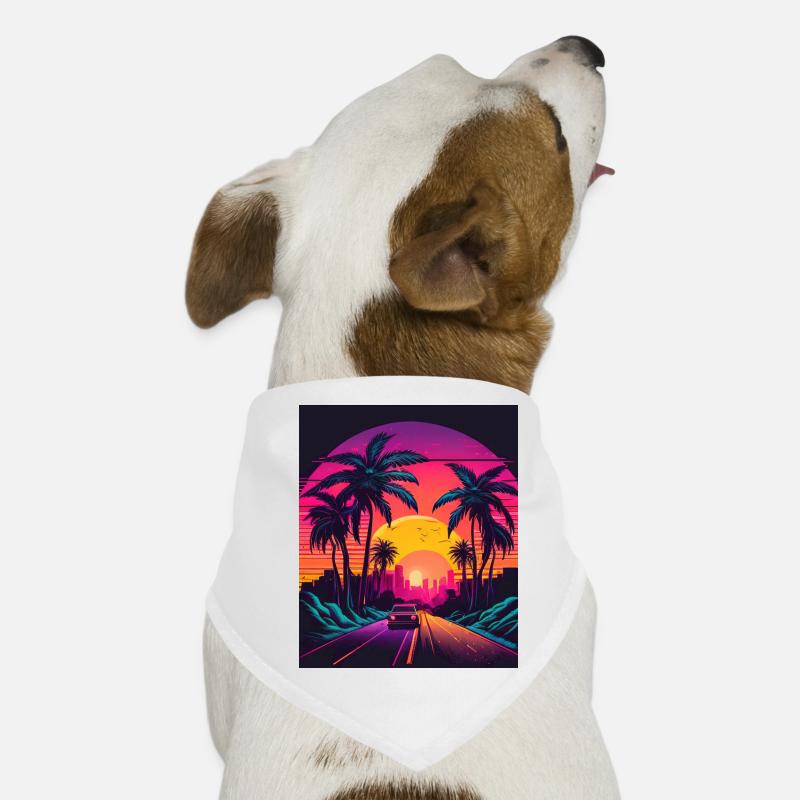 Retrowave Synthwave 80s Design Hunde-Bandana