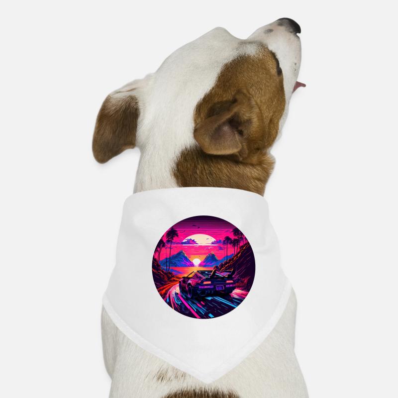 Retrowave Synthwave 80s Design Hunde-Bandana