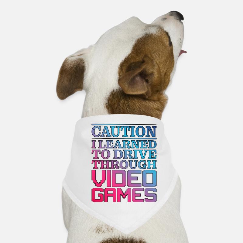 Caution I Learned To Drive Through Video Games Dog Bandana