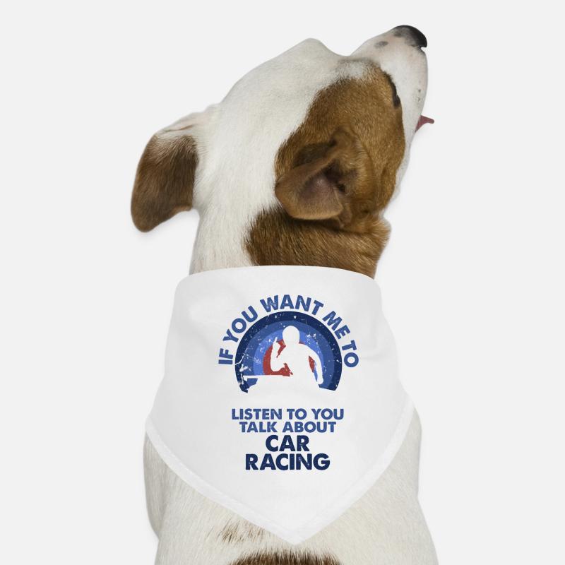 Je veux écouter parler courses automobiles Bandana pour chien