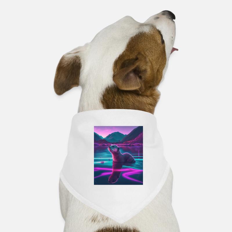Cool Sea Otter Design Synthwave Wandering Otter Hunde-Bandana