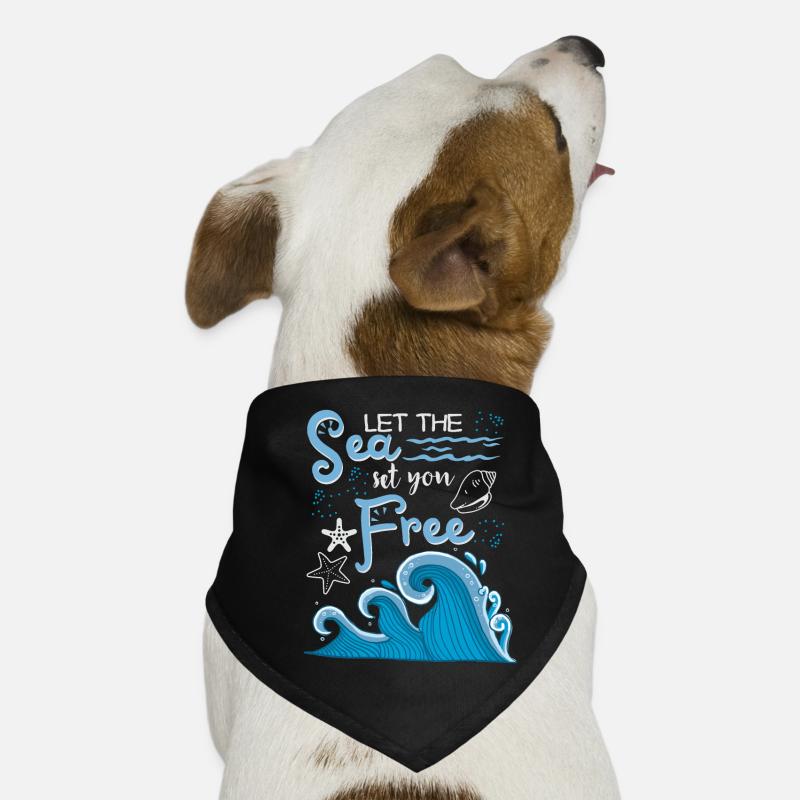 Ocean-Sea, Typography Saying, Waves, Starfish Dog Bandana