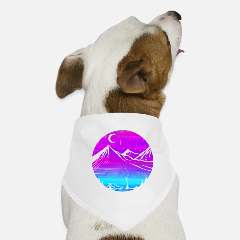 Mountain Silhouette In The Moonlight While Camping Hunde-Bandana