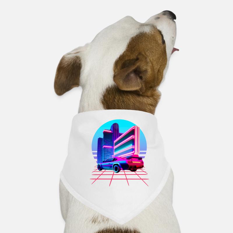 Retro Wave 80s Skyline Electro-Wave Vaporwave Bandana pour chien