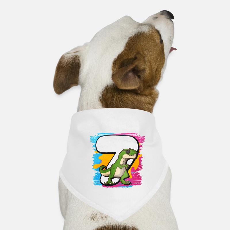 Ich Bin 7 T-Rex - Hunde-Bandana - Weiß