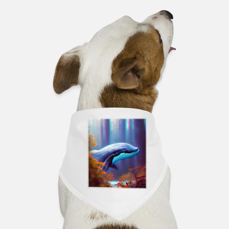 Blauwal schwebt durch den Wald Surrealismus Hunde-Bandana