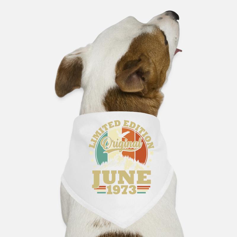Geburtstagsgeschenk geboren im Juni 1973 - Hunde-Bandana - Weiß