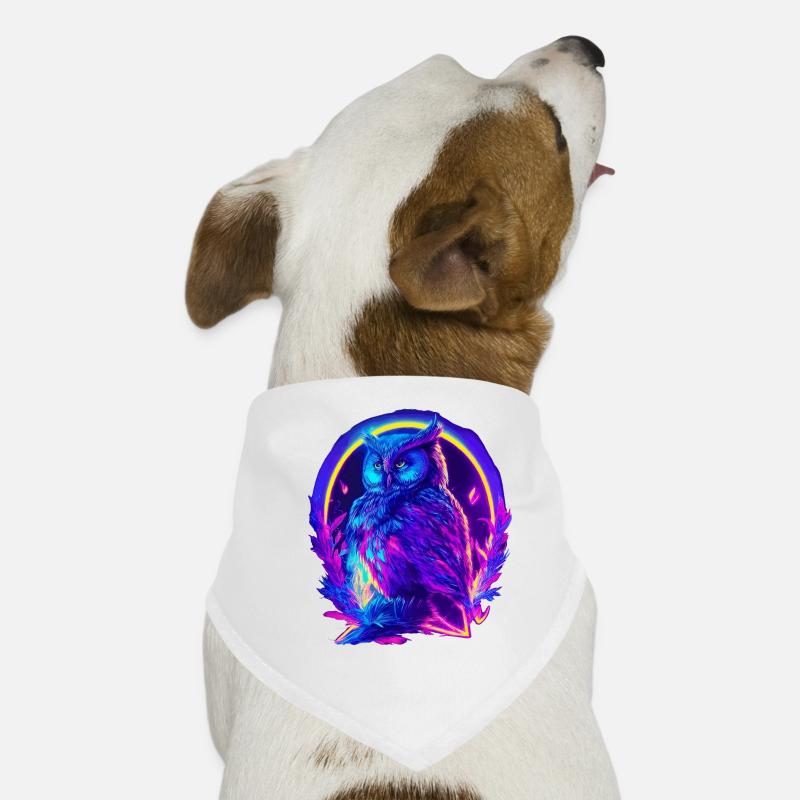 Mystisch leuchtende Eule Neon Synthwave Hunde-Bandana