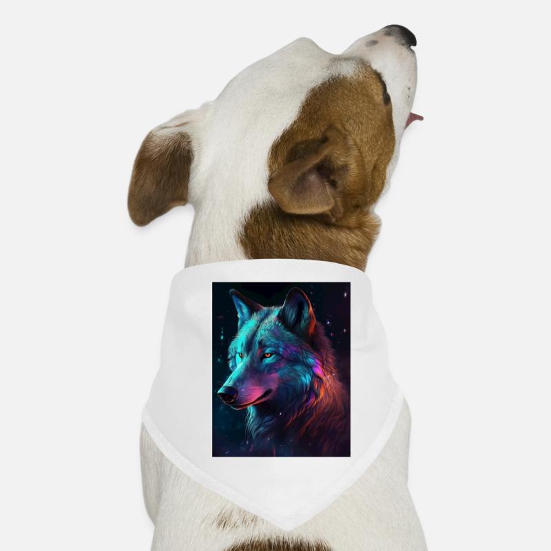 Wolf Galaxy Space Graphique Vabriant Couleur - Bandana pour chien - blanc