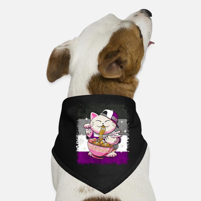 Asexual Pride Ass Flag Japonais Ramen Cat Bandana pour chien