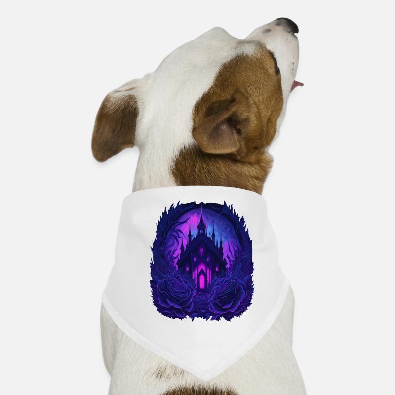 neon gothic gotisches Schloss mit Rosen Hunde-Bandana
