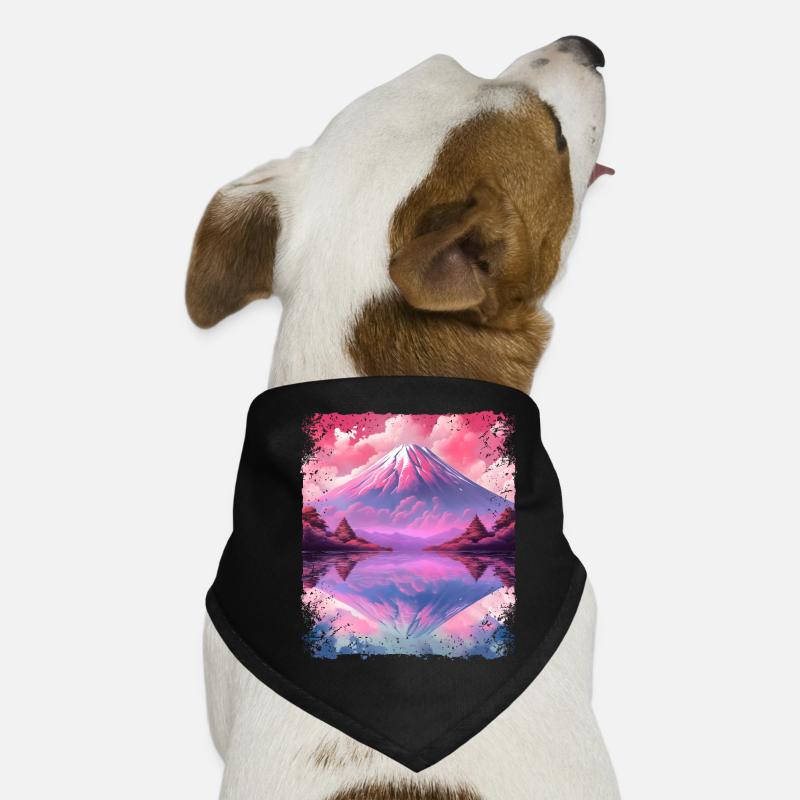 Ästhetischer Dampfwellenvulkan Japan Sichtberg Fuji Hunde-Bandana