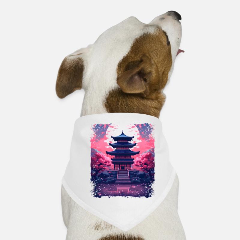 Kirschblüten-Vaporwave-Sakura-Baum in einem Tempel Hunde-Bandana