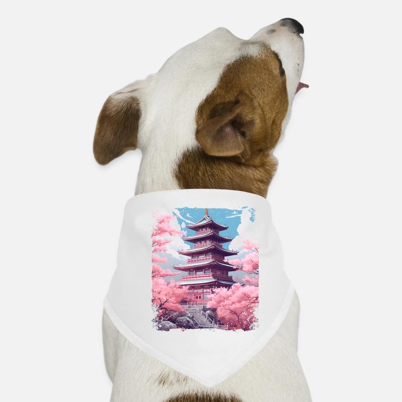 Kirschblüten-Sakura-Baum in einer Tempel-Dampfwelle Hunde-Bandana