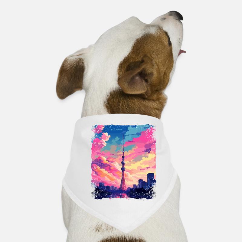 Vaporwave Skytree Tokyo Ästhetischer japanischer Anblick Hunde-Bandana