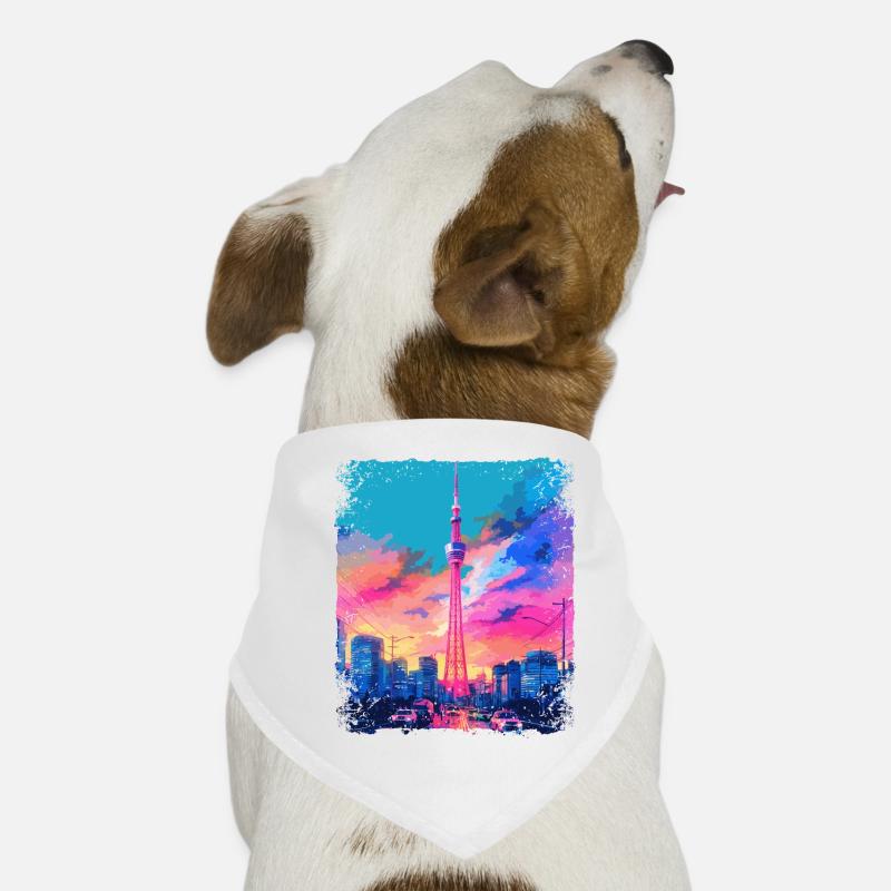 Ästhetischer japanischer Skytree Tokyo Vaporwave Sight Hunde-Bandana