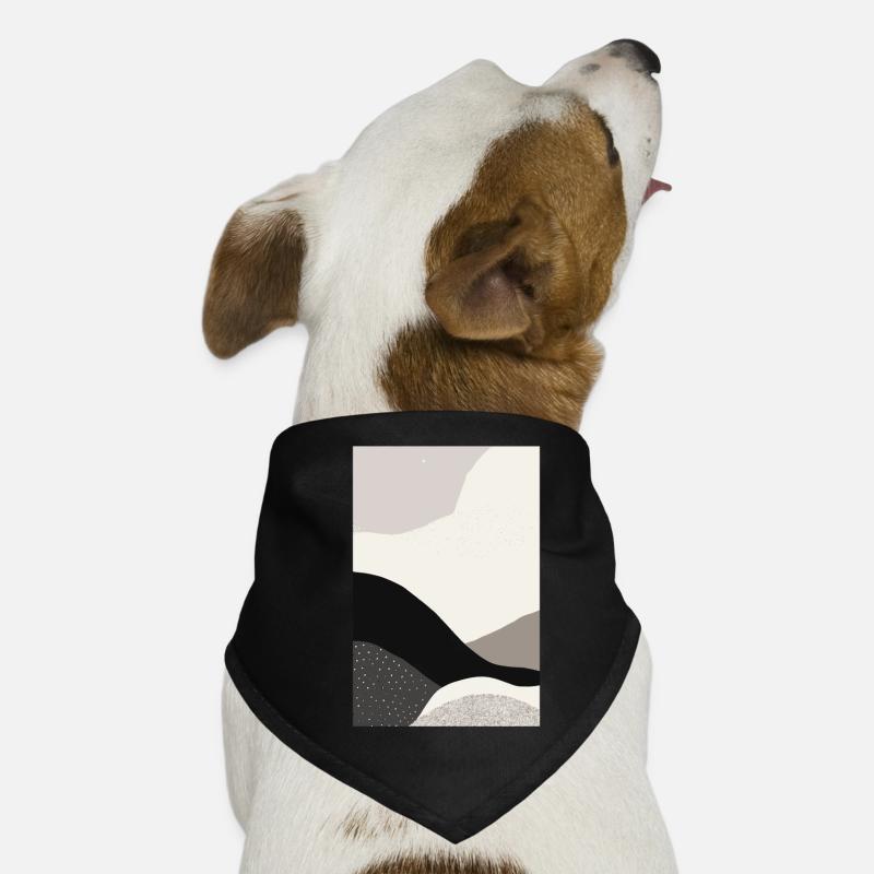 Abstract Modern Black and Grey Waves Dog Bandana