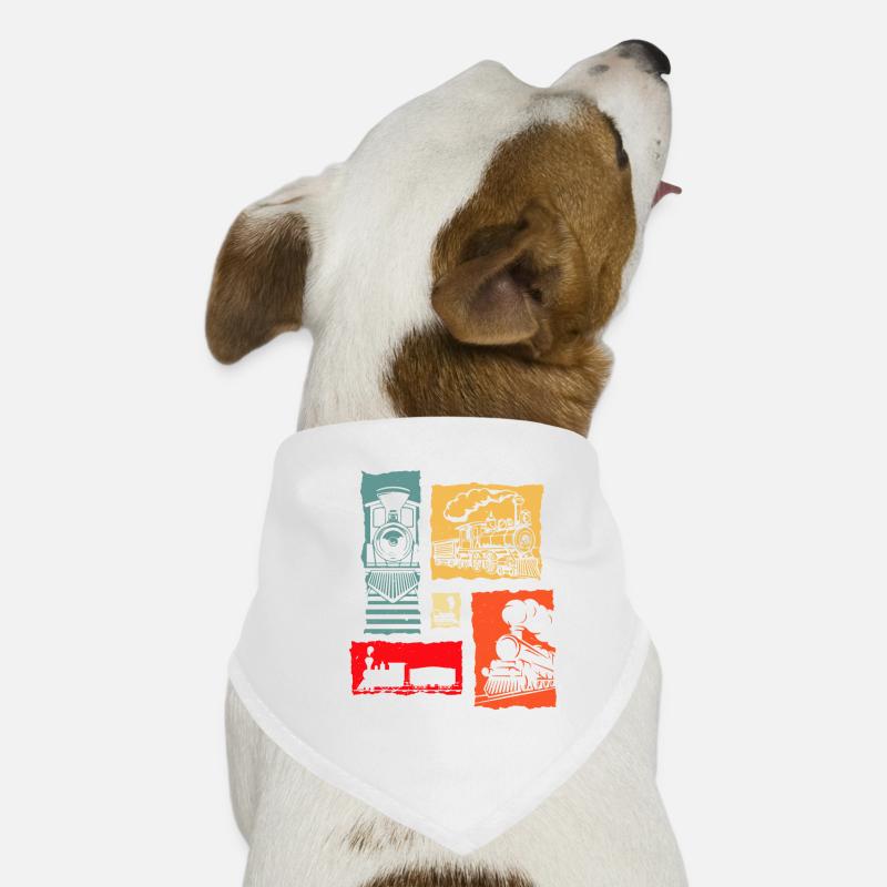 Retro Train - Hunde-Bandana - Weiß