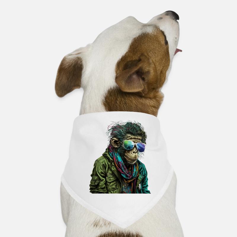 Funny monkey chimpanzee with sunglasses Dog Bandana
