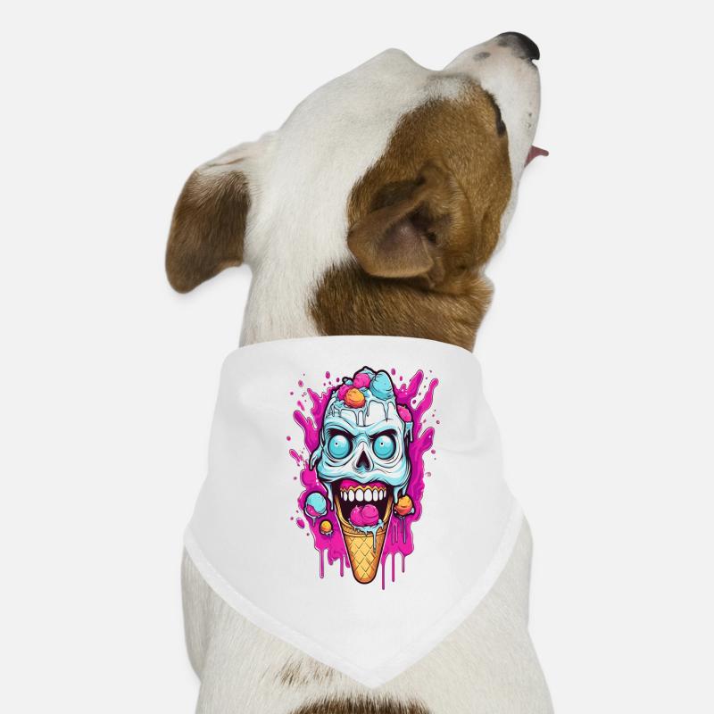 Skull Eiscreme Design - Hunde-Bandana - Weiß