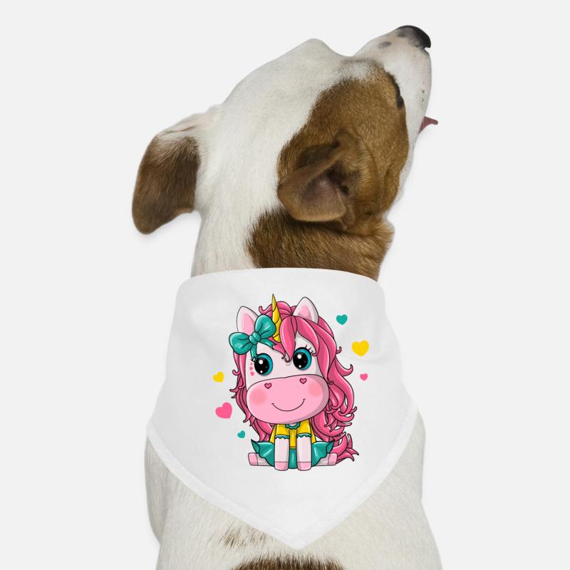 Einhorn-Mädchen - Hunde-Bandana - Weiß