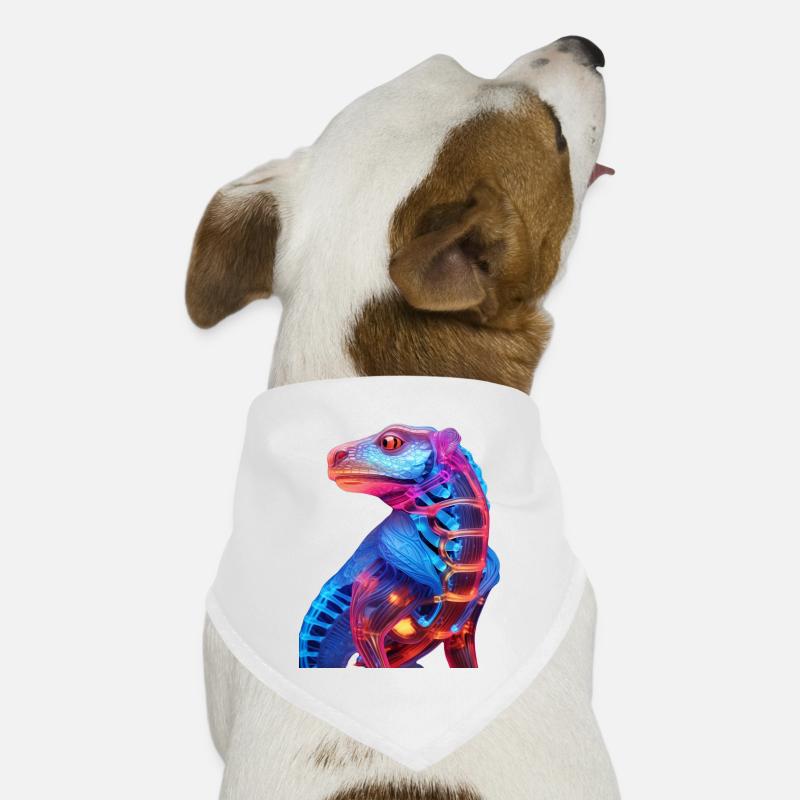 Neon-Illuminierter Drachen - Hunde-Bandana - Weiß