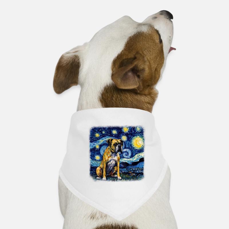 Boxer Van gogh starry night Dog Bandana