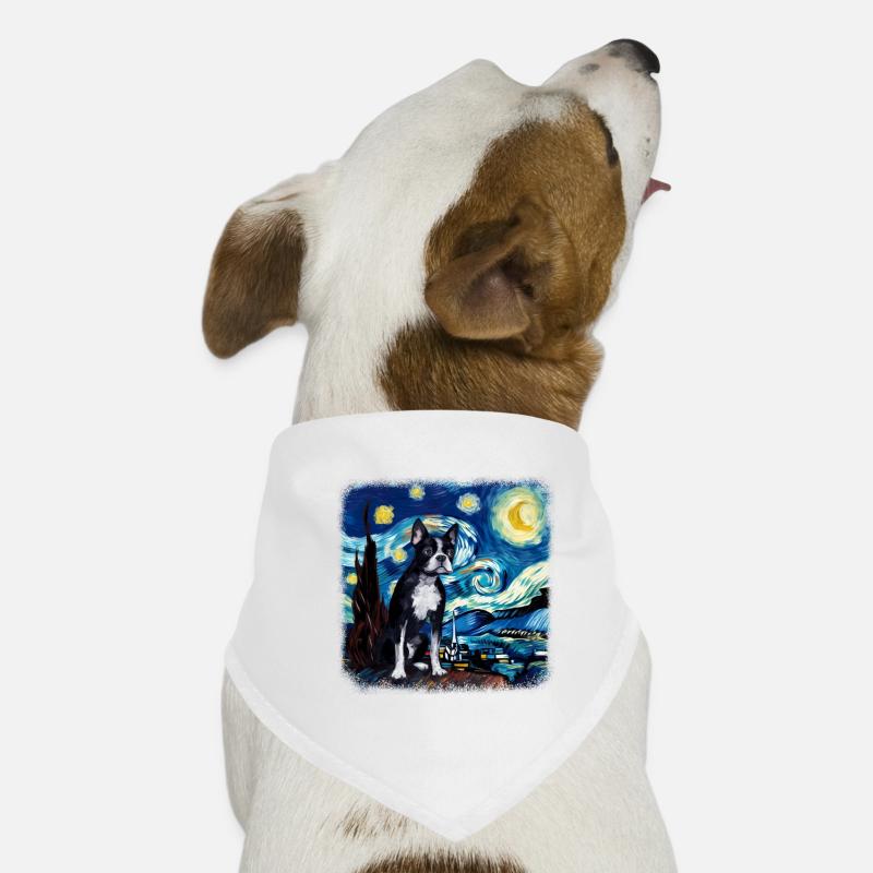 Boston Terrier Van gogh starry night Dog Bandana