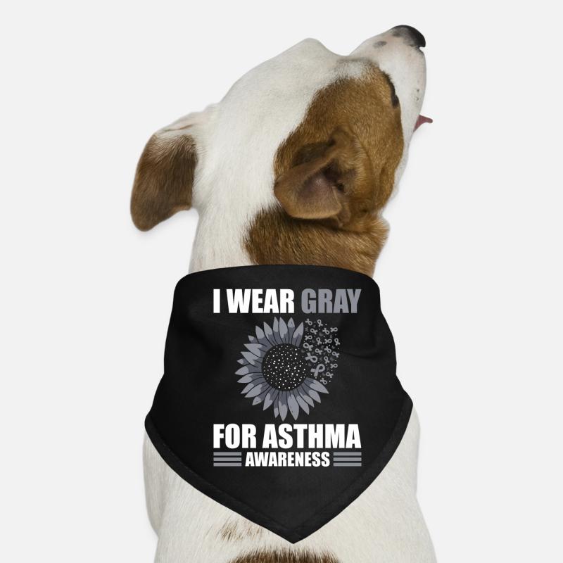 Je porte du gris pour le mois de sensibilisation à l’asthme Bandana pour chien