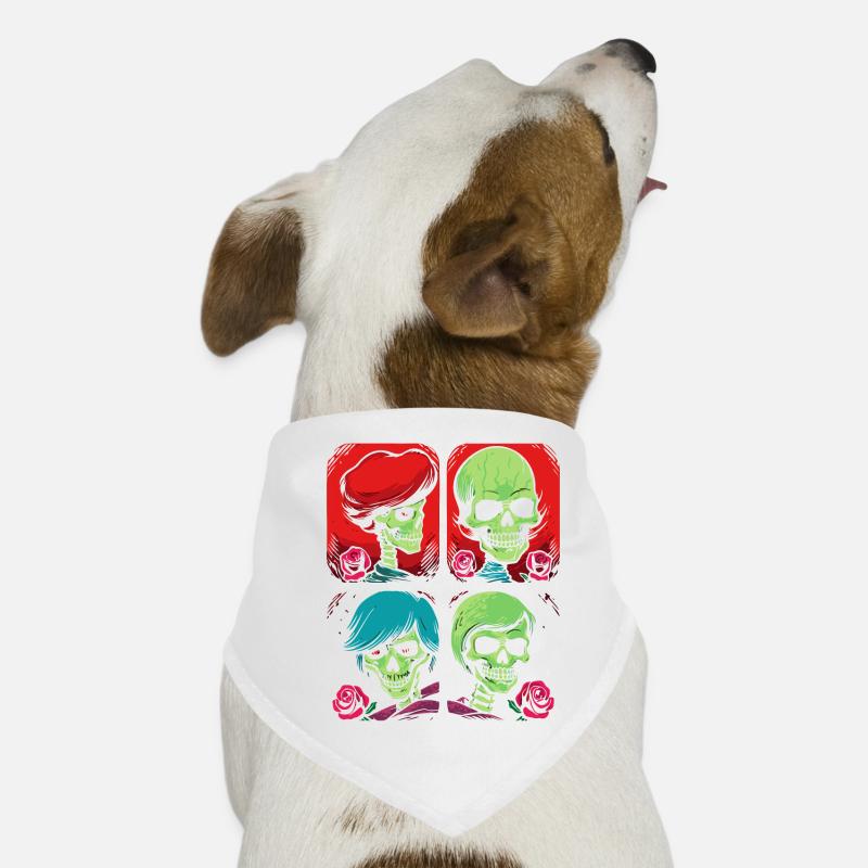 Image de dessin animé Pop Art de crânes et de Roses Bandana pour chien
