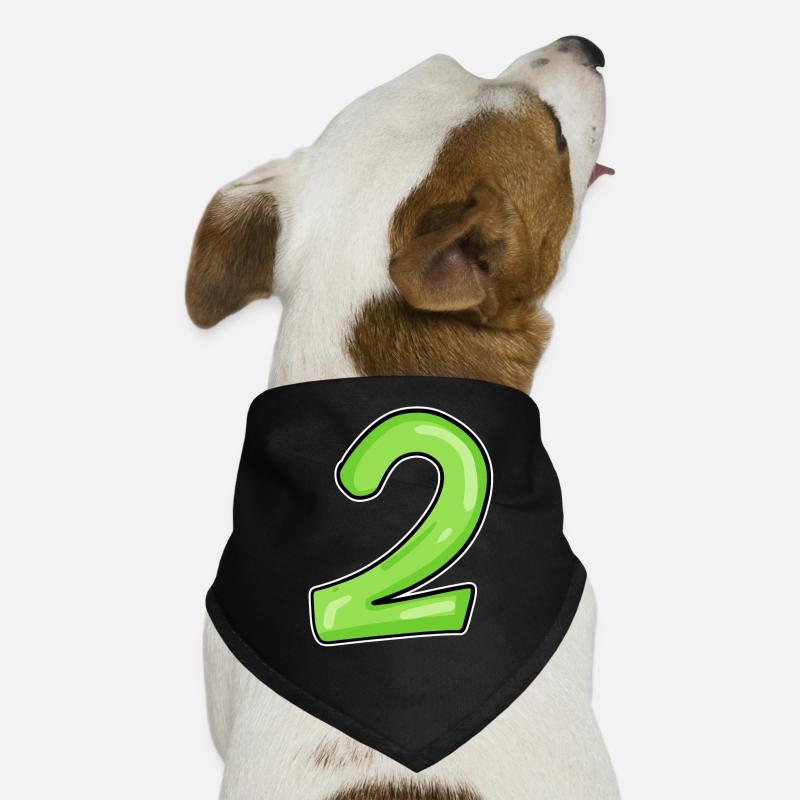 2 - Number - Number Two - 2 green Dog Bandana
