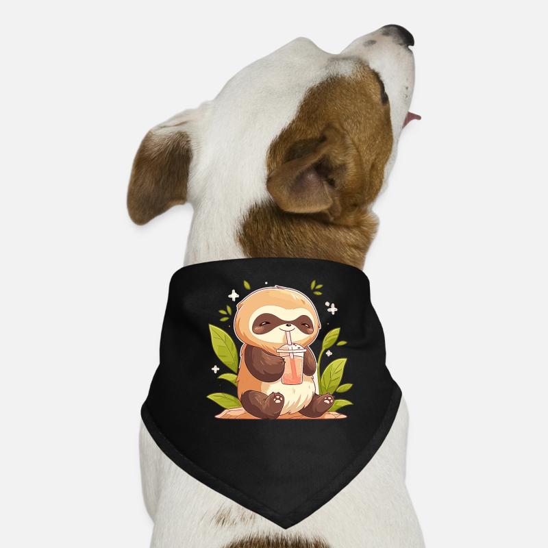 Kawaii Faultier trinkt Boba Bubble Tea Chibi Hunde-Bandana