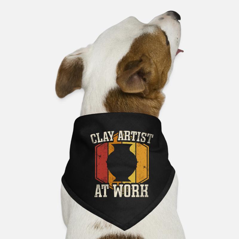 Keramikkeramikton Pottery Skulption Hunde-Bandana