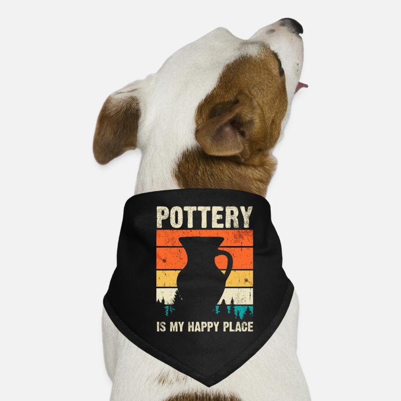 Keramikkeramikton Pottery Skulption Hunde-Bandana